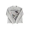 Sudadera con cuello redondo, estampado de luna y figura retro americano Y2K, manga raglán desgastada de alta costura, top casual de nicho