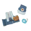 Juego de arnés y correa de mezclilla para perros pequeños, lindo arnés para mascotas estilo chaleco con caricatura de oso para pasear gatos y perros