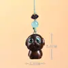 Colgante de Pagoda Wenchang de sándalo verde tallado en madera con borlas, charm para bolso, artículo decorativo, llavero del zodiaco vaca y conejo, trabajo en madera con cuerda tejida