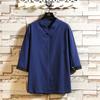 Camiseta informal de manga corta con hebilla retro para hombre, estilo chino, estilo étnico, con cuello en V, primavera y verano de 2025