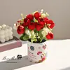 Novo Pequeno Rosa Pastoral Bonsai Flor Artificial Criativa Decoração de Casa Estúdio de Fotografia Enfeites Planta Verde Artificial Planta em Vaso Artificial