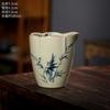 Tazón de tres tapas pintado a mano Geyao, taza para tostadas flotante, color azul y verde bajo vidriado, juego de té kung fu, se puede levantar, se puede abrir para hacer taza de té