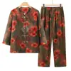 Camisas Delgadas de Verano para Mujeres de Mediana Edad y Mayores, Blusas Holgadas con Estampado de Abuela, Ropa de Primavera y Verano para Mamá, Conjunto de Dos Piezas con Mangas Tres Cuartos