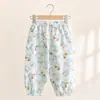 Pantalones Casuales para Niñas con Cintura Elástica y Estampado de Caricaturas, Pantalones Finos tipo Algodón Transpirables de Nueve Puntos, Pantalones Antimosquitos para Bebés Niñas