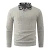 Nova coleção outono/inverno 2026: suéter de malha masculino com gola, estilo duas peças falsas, camada base versátil e casual para jovens