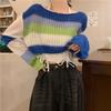 Novo Suéter Tricotado Vazado de Outono Estilo Coreano de Manga Longa Colete Halter Pendurado Design de Nicho de Duas Peças Feminino