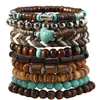Nuevo producto transfronterizo TEMU Xiyin: Pulsera de 10 cuentas de madera con cordón elástico para hombre, joyería apilable