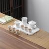 Fábrica de Conjuntos de Chá Vendas Diretas Conjunto de Chá Kung Fu de Porcelana Branca Conjunto Completo de Conjunto de Chá Kung Fu Bandeja de Chá Moderna Simples para Uso Doméstico Item Padrão