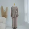 2026 Conjunto de Top Liso Casual Plus Size + Calça Wide Leg Loriya Lr1325
