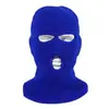 Gorro de punto de tres agujeros transfronterizo, gorro de lana perforado de color liso, turbante para ciclismo al aire libre, gorro con máscara facial a prueba de viento en stock
