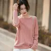 Camisa de Tricô com Renda Vazada 100% Algodão para Mulheres, Camiseta Branca de Manga Longa, Camisa Básica Versátil de Caimento Solto Primavera/Verão 2026, Top Estiloso