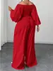 European and American Foreign Trade Cross-Border 2026 Plus-Size Women's Off-Shoulder Fashion Top Set with Tie-Up Straight-Leg Pants Two-Piece Set