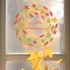 Pegatinas Estáticas de PVC para Acción de Gracias al por Mayor Helloautumn Hojas de Otoño Estilo Ilustración Pintada a Mano Decoración de Corona Pegatinas para Ventanas de Vidrio