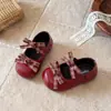 Sapatos de Solado Macio Estilo Acadêmico Coreano para Meninas, Xadrez com Laço, Sapatos de Couro Estilosos para o Dia a Dia, Cor Vinho Tinto Marrom Retrô