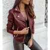 Exportação Transfronteiriça Primavera, Outono e Inverno Couro Sintético Elegante Roupa de Trabalho Manga Longa Europeia e Americana Zíper Gola Lapela Jaqueta Slim D2S033