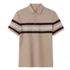 2026 Hombres Negocios Primavera/Verano Nuevo Versátil Simple Uso Diario Cuello Solapa Manga Corta Hombres Personalizado Rayas Camisa Polo