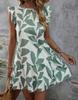 Amazon Vestido Floral de Verano 2024 con Mangas Volantes, Corte Holgado, Línea A, Elegante Vestido Guangzhou Thirteen First Love con Ceñidor en la Cintura
