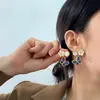 Conjunto Floral de Mariposa Hecho en Fábrica con Colores Contrastantes Azul y Verde, Anillo, Pendientes, Broche, Pulsera, Cadena para Suéter Frescos y Elegantes