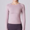 Yi Ang Otoño e Invierno Nueva Ropa de Fitness Ropa de Yoga Camiseta Deportiva de Manga Larga para Correr Camiseta Corta Ajustada de Secado Rápido para Mujer