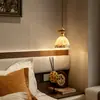 Lámpara Colgante de Mesita de Noche para Dormitorio Estilo Vintage Transfronteriza, Lámpara Ajustable de Madera de Nogal Estilo Francés para Comedor, Barra de Bar, Forma de Concha para Vestíbulo, Pasillo