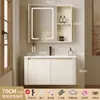 Set de baño para uso doméstico estilo crema con esquinas redondeadas, lavabo integrado de cerámica, lavabo y tocador de aluminio espacial para baño