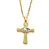 Moda Transfronteriza Europea y Americana Collar de Acero de Titanio con Ojo de Diablo y Cruz Incrustados de Diamantes Cadena para Clavícula Colgante Popular Personalizado para Mujer
