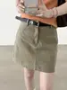 Conjunto de Dos Piezas Falda de Mezclilla Estilo Coreano + Cinturón para Mujer, Nuevo Estilo Otoño 2026, de Cintura Alta, Adelgazante, Versátil, Minifalda de Corte A