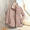 Sudadera de Algodón con Pliegues y Cuello Alto para Mujer 2025 Otoño e Invierno Rayada Sudadera para Mujer de 6 Botones