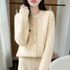 Cárdigan de Punto Grueso Retorcido de Lana Pura para Mujer, Nuevo Estilo Otoño/Invierno 2026, Abrigo de Punto de Siete Puntos con Cuello Redondo y Manga Larga