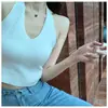 Top Curto Sem Mangas Versátil Cintura Alta e Mostrando o Umbigo Sexy Alça Halter Estilo Western Tricô Camisa Base para Mulheres