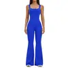 Atacado transfronteiriço de roupas de yoga, macacão esportivo com costas bonitas, macacão fitness modelador com boca de sino leve e decote U grande, calça comprida para mulheres, dropshipping