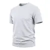 Camiseta Masculina Casual Simples de Algodão Pesado com Textura Verão Retro Americana Transfronteiriça E-commerce Manga Curta Gola Redonda Solta Elástica