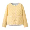 Otoño 2025 Nuevo Estilo Europeo y Americano Moda Femenina Casual Suelto Versátil Color Sólido Patrón Diamante Chaqueta de Algodón