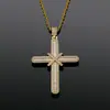 Estilo Hip-Hop Europeo y Americano Colgante de Cruz de Circonita Marca de Moda para Hombre Cadena Trenzada Versátil de Moda Collar para Pareja Full Diamond