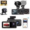 Novo Gravador de Condução de Três Lentes Mais Vendido 1080P Três Lentes Conexão Wifi Visão Noturna Gravador Grande Angular Dvr