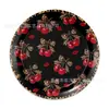 Bp038 Pratos de Papel Estampa de Leopardo Cereja para Festas de Feriado, Conjunto para 8 Pessoas, Pratos de Papel Descartáveis Decorativos Estampa de Leopardo