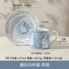 Juego original de taza de café y platillo de cerámica mate pintado a mano, con un diseño de conejo lindo y fresco, perfecto como regalo de cumpleaños