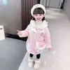 Ropa de invierno para niños, para niñas, con forro polar y engrosada, abrigo de invierno sin lavado, estilo princesa Elsa, viene con una mochila, temática de princesa