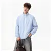 Chaqueta de protección solar a rayas para hombre para exteriores, abrigo deportivo de verano transpirable, ligera, cuello alto, con paneles, chaqueta solar con protección UV