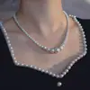 Collar de Perlas Redondas Shijia de Alto Brillo con Gradiente para Mujer, Diseño de Nicho, Cadena para Clavícula de Lujo Ligero, Gargantilla Elegante de Influencer