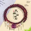 Pulsera de Doble Círculo de Granate Natural para Mujer, Pulsera de Joyería de Cristal Natural de Zorro de Nueve Colas de Amatista, Moderna y de Alta Gama