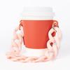 Atacado Amazon Mais Vendido Estojo para Caneca de Café Estojo Portátil de Couro para Chá de Leite Estojo para Caneca com Corrente Acrílica