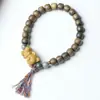 Novo Bracelete Argentino de Sândalo Verde Estilo Chinês com Ágata Cinza Cinco Sutras para Homens e Mulheres Pulseiras de Brinquedo de Madeira Atacado