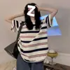 Camiseta Rayada Estilo Americano Talla Grande para Mujer Lo