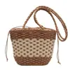 Nueva Bolsa tejida a mano vintage de Ins Bolsa de playa para compras Bolsa artesanal tejida con cuerda de papel Moda Casual Bolsa tejida de paja