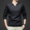 Suéter de punto para hombre con cuello de gaviota de manga larga al por mayor transfronterizo, nuevo suéter básico de punto liso con cuello camisero para primavera y otoño para hombre