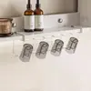 Soporte para cepillo de dientes eléctrico debajo del gabinete del espejo, estante de baño para cepillos de dientes y vasos, portavasos para enjuague bucal sin perforación