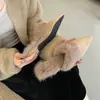 Pantuflas de Peluche con Tacón Grueso y Punta Puntiaguda Estilo Coreano para Mujer Otoño Invierno 2026 Nuevas Pantuflas de Felpa Deslizables con Tacón Medio Francés