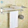 Estante Doble Plegable Móvil para Toallas de Baño de Aluminio Espacial Baño Estante de Almacenamiento para Baño Sin Taladros ni Clavos