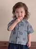 Conjunto Ligero de Verano para Niños Estilo Japonés Estampado a Cuadros Cárdigan Pantalones de Color Sólido Cómodo y Elegante Conjunto de Dos Piezas para Bebés Niños